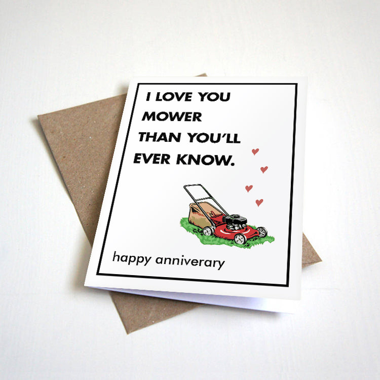 I Love You Mower Than You'll Ever Know love and anniversary card by Nostalgia Collect