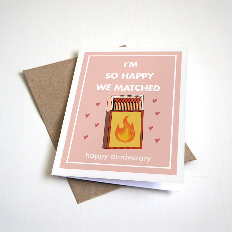 I'm So Happy We Matched love and anniversary card by Nostalgia Collect