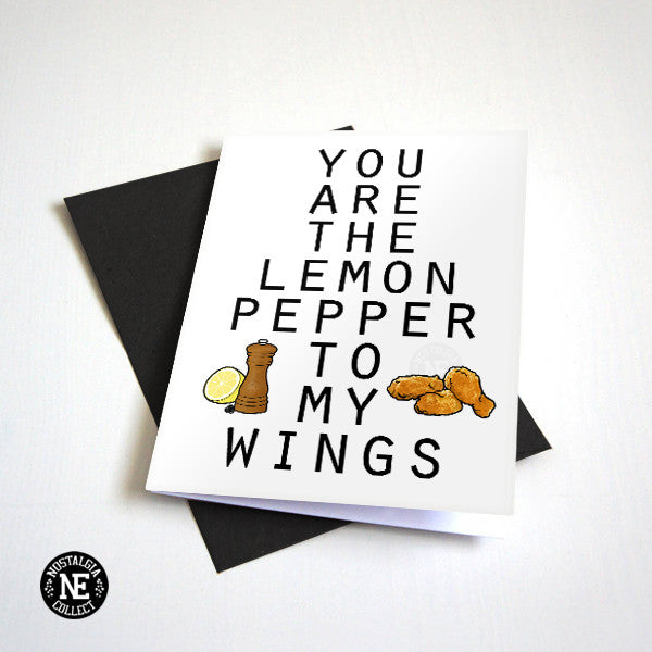 You Are the Lemon Pepper to My Wings love and anniversary card by Nostalgia Collect
