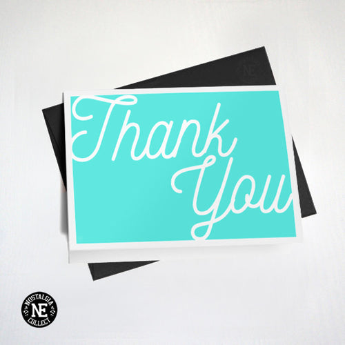Teal & White Hand Writing Thank You Card