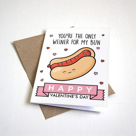 The Only Weiner For My Bun Valentine's Day card by Nostalgia Collect