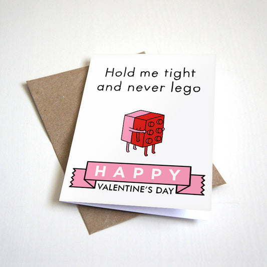 Hold Me Tight And Never Lego Valentine's Day card by Nostalgia Collect
