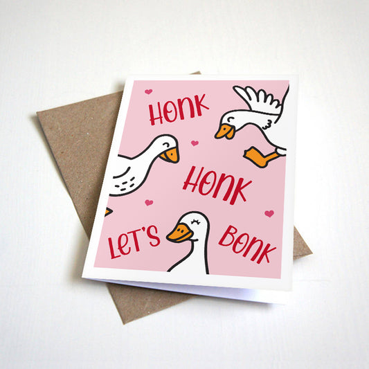 Honk Honk Let's Bonk Valentine's Day card by Nostalgia Collect