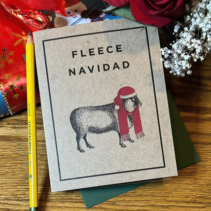 Fleece Navidad sheep Christmas card by Kraft Street Paper Co.