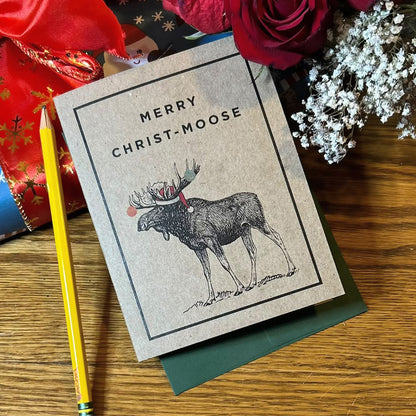 Merry Christ-Moose Christmas card by Kraft Street Paper Co.