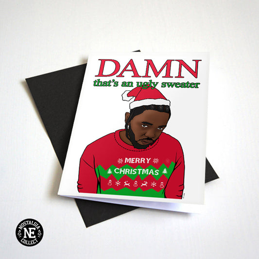 Damn Ugly Sweater Hip Hop and Rap Christmas Card by Nostalgia Collect