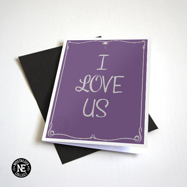 I Love Us - Cute Valentines Card, White & Purple Anniversary Card - A6 Love Card