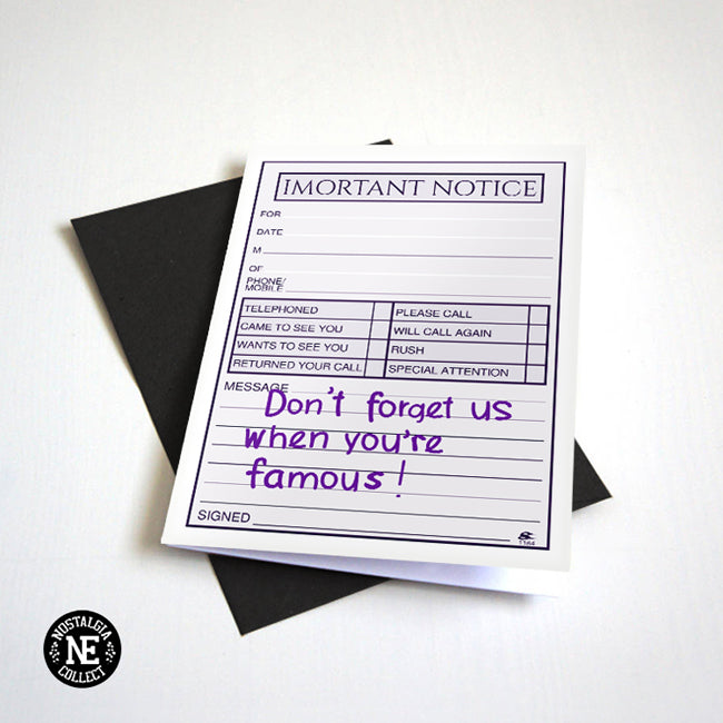 Important Notice Don't Forget Us - Farewell Card – Nostalgia Collect