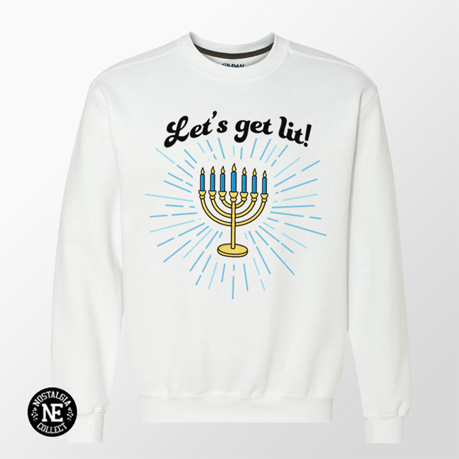 Let's Get Lit - Menorah Lights Hanukkah Holiday Sweater