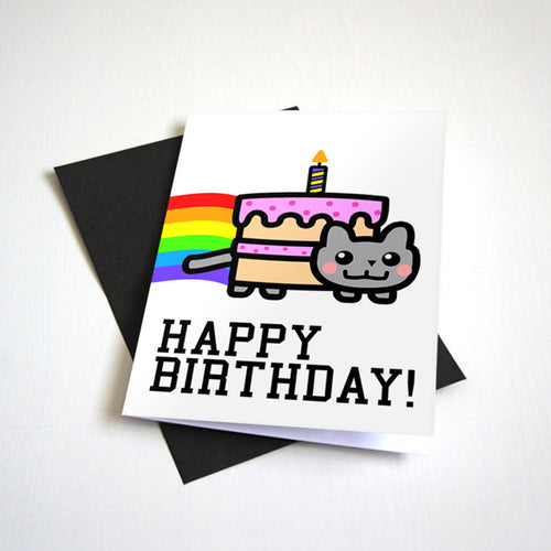 Rainbow Cat Meme Birthday Card