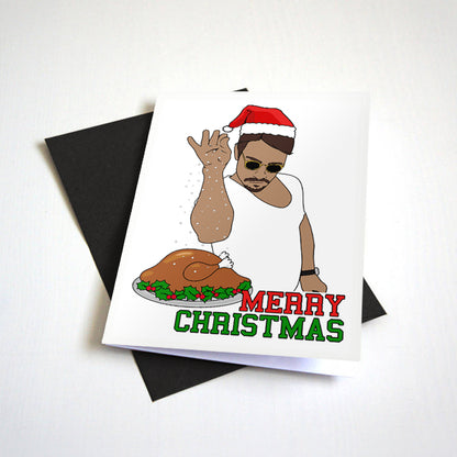 Salt Bae Christmas Turkey birthday card by Nostalgia Collect
