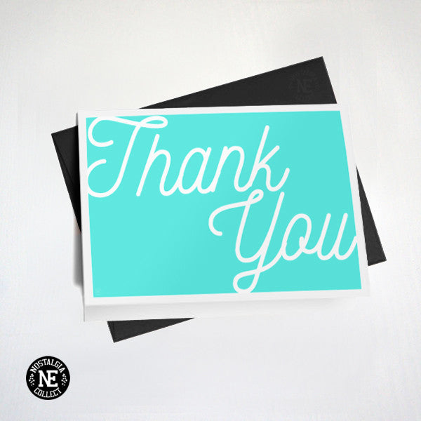 Teal & White Hand Writing Thank You Card by Nostalgia Collect