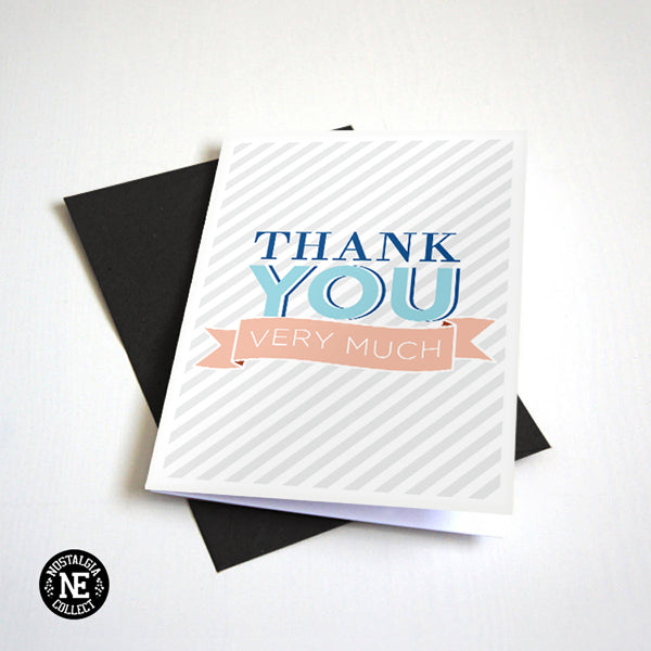 Thank You Very Much - Baby Blue and Peach Thank You Card