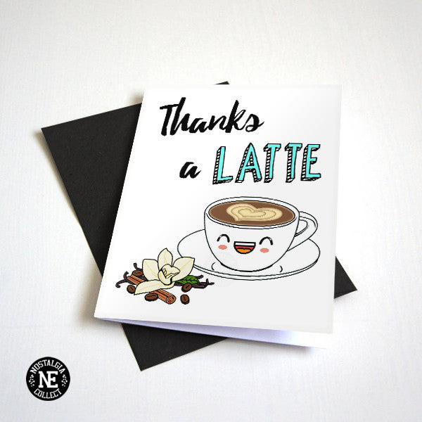 Thanks A Latte - Espresso Coffee Theme Thank You Card